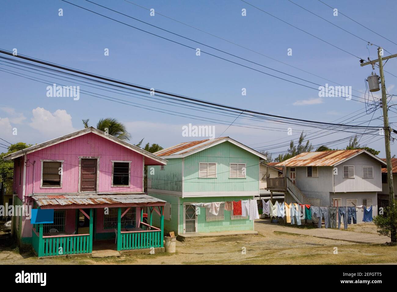 Case in fila, Honduras Foto Stock