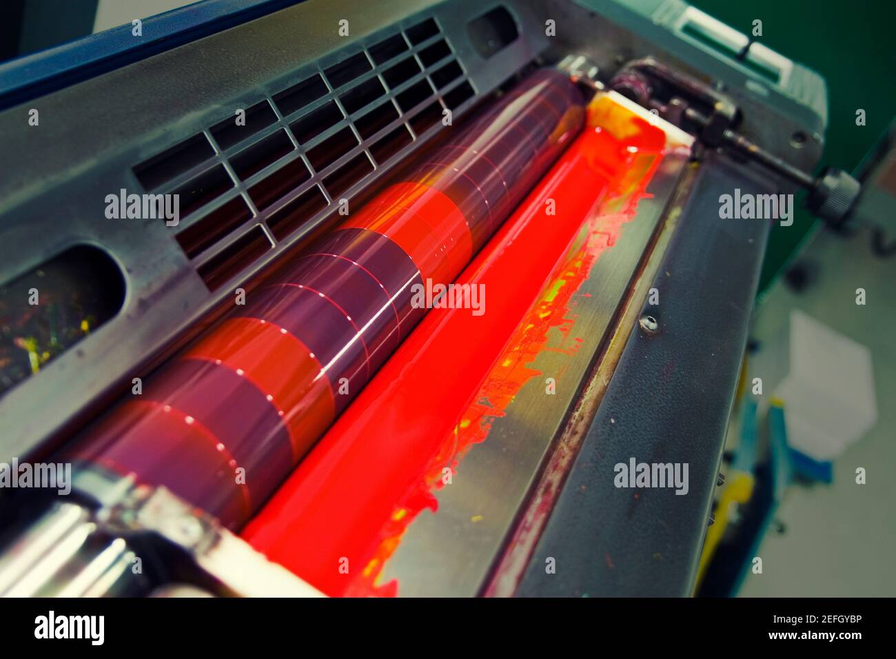 Stampa offset con inchiostro rosso Foto Stock