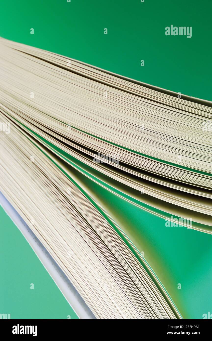 Close-up di un libro aperto Foto Stock