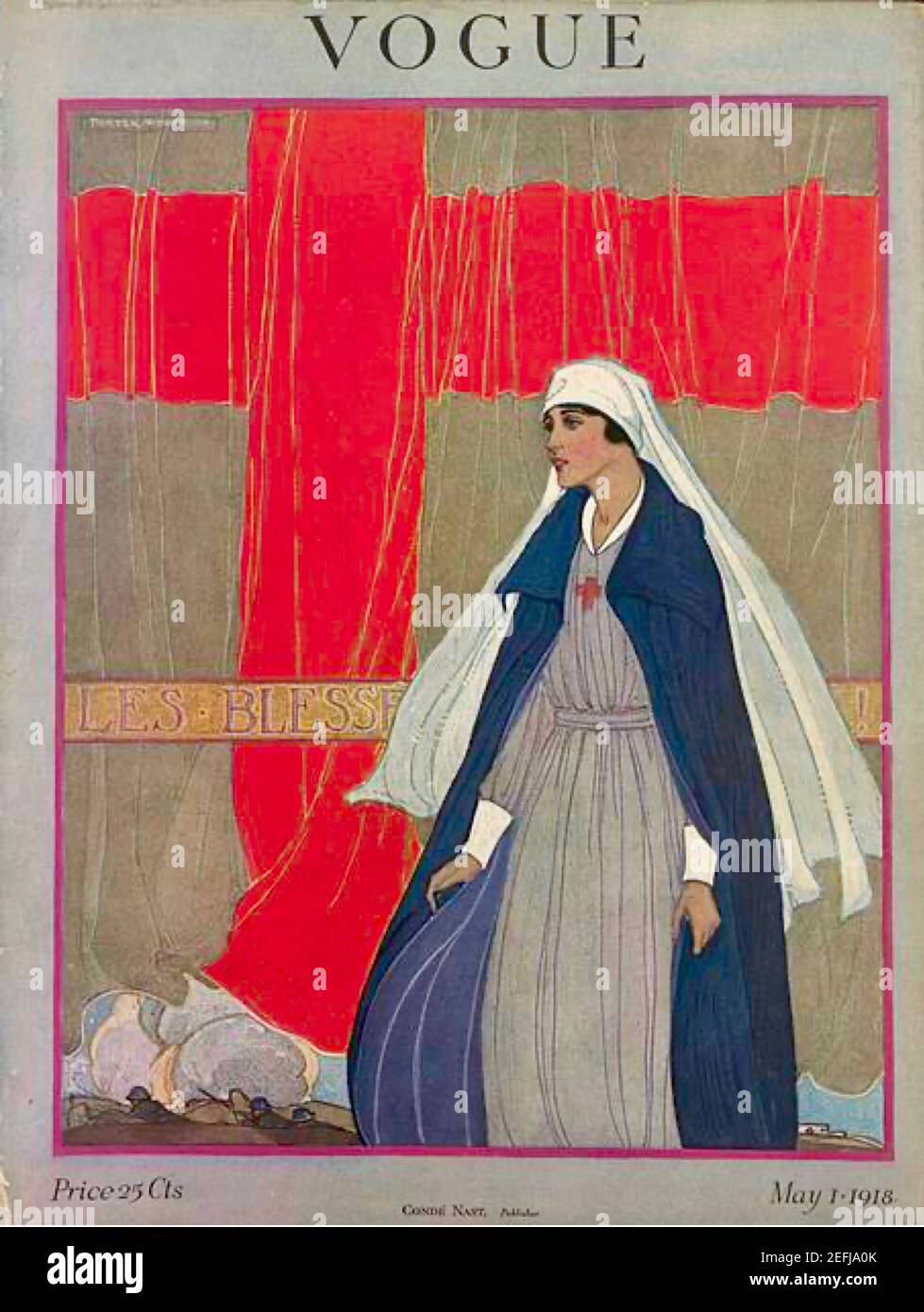 Copertina Vogue con un'infermiera della Croce Rossa della prima guerra mondiale di Porter Woodruff. Foto Stock