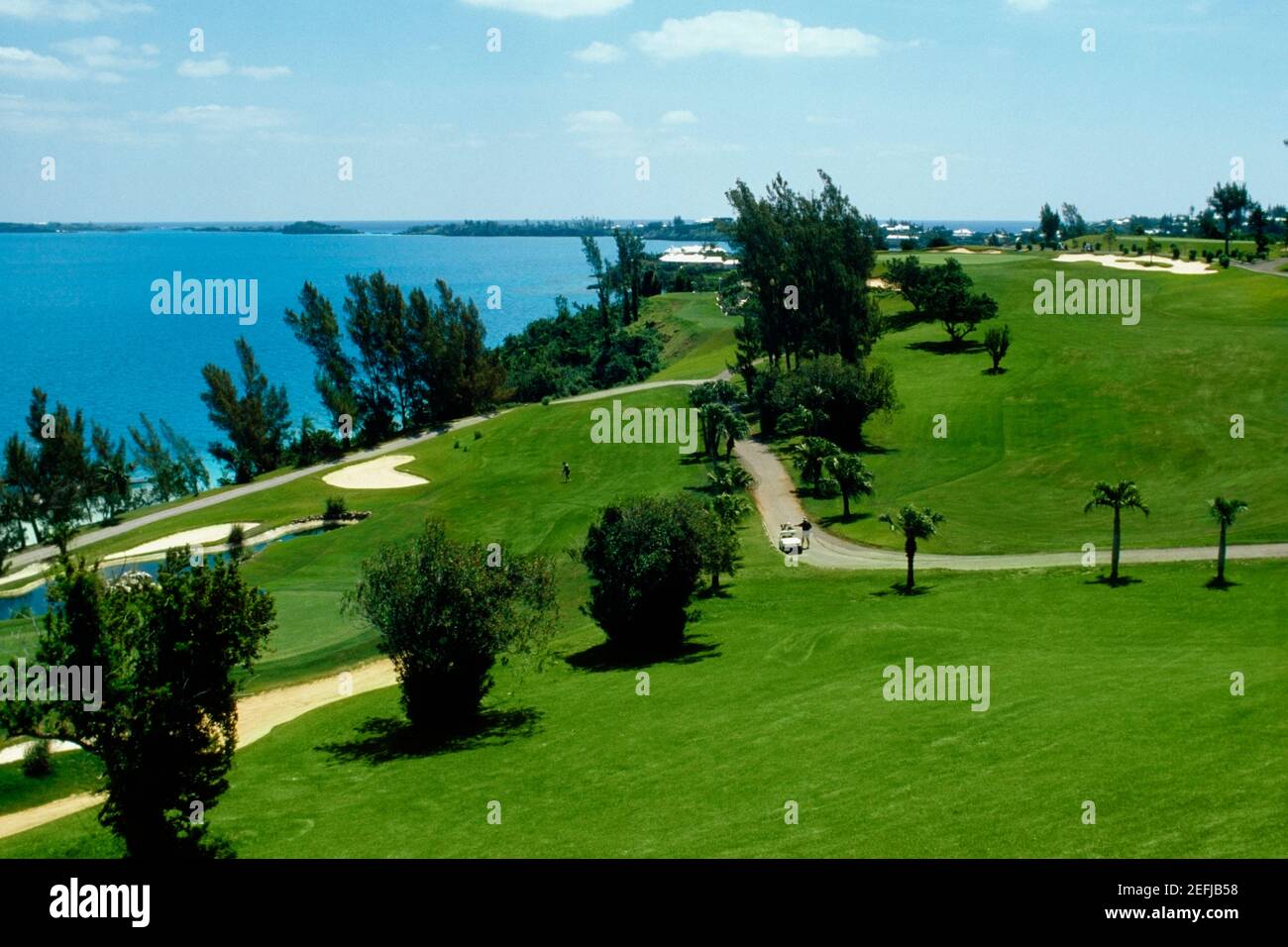 Vista ad alto angolo del campo da golf del porto del Castello, Bermuda Foto Stock