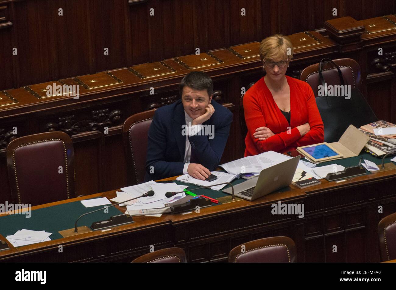 ROMA, ITALIA - MARZO 25 2014: Il primo Ministro italiano Matteo Renzi alla Camera dei deputati. ©Andrea Sabbadini Foto Stock