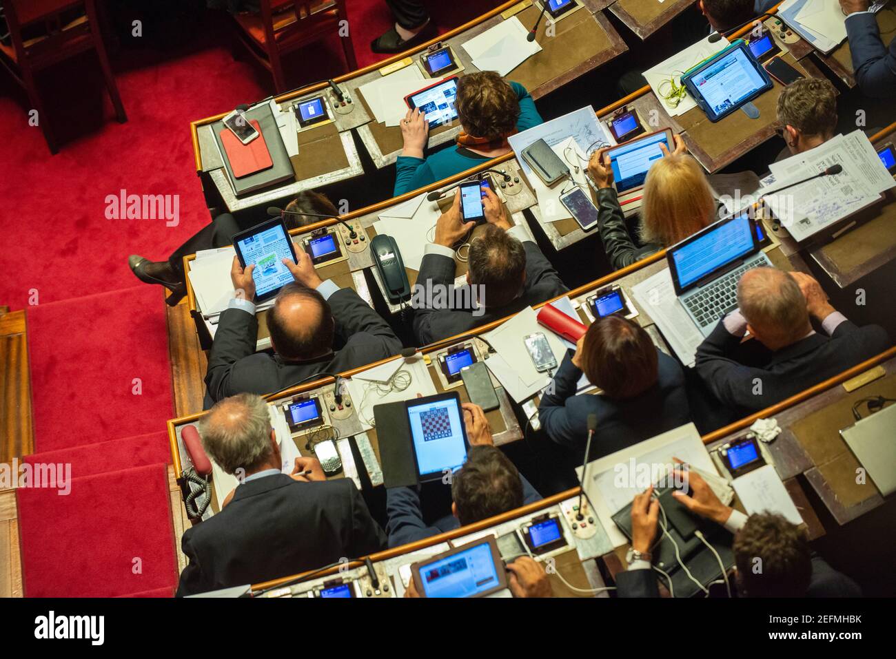 Roma, Italia 13/10/2015: Il Senato approva il progetto di legge Boschi sulle riforme costituzionali. ©Andrea Sabbadini Foto Stock