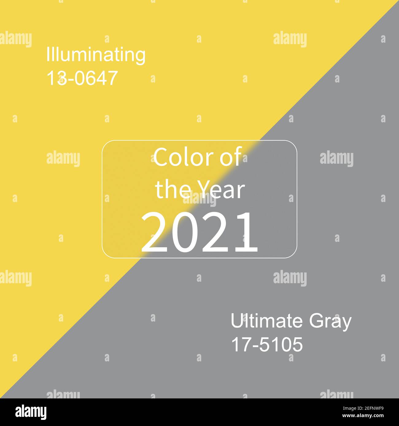 Vinnytsia, Ucraina - Gennaio, 15, 2021. Colori di tendenza dell'anno 2021, grigio estremo e colori illuminanti. Morfismo del vetro. Illustrazione vettoriale Illustrazione Vettoriale