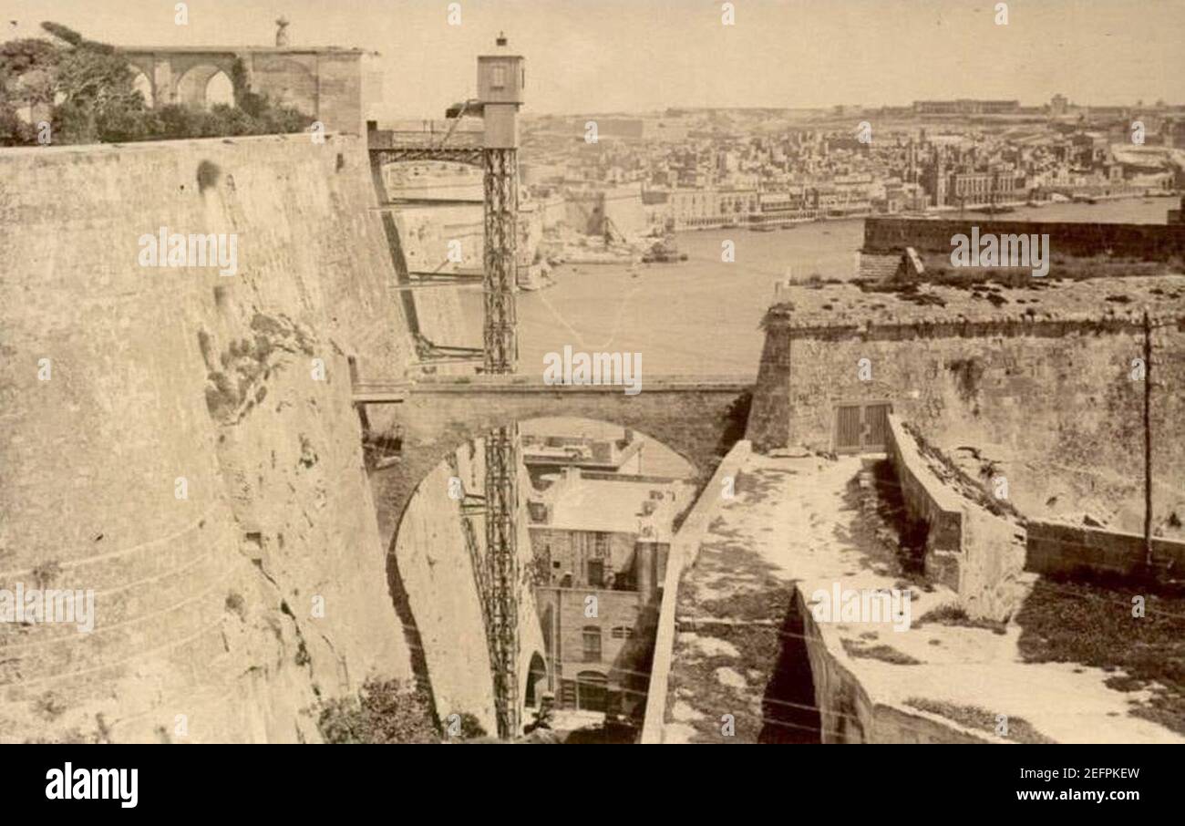Vecchia ascensore superiore Barrakka, Valletta 02. Foto Stock