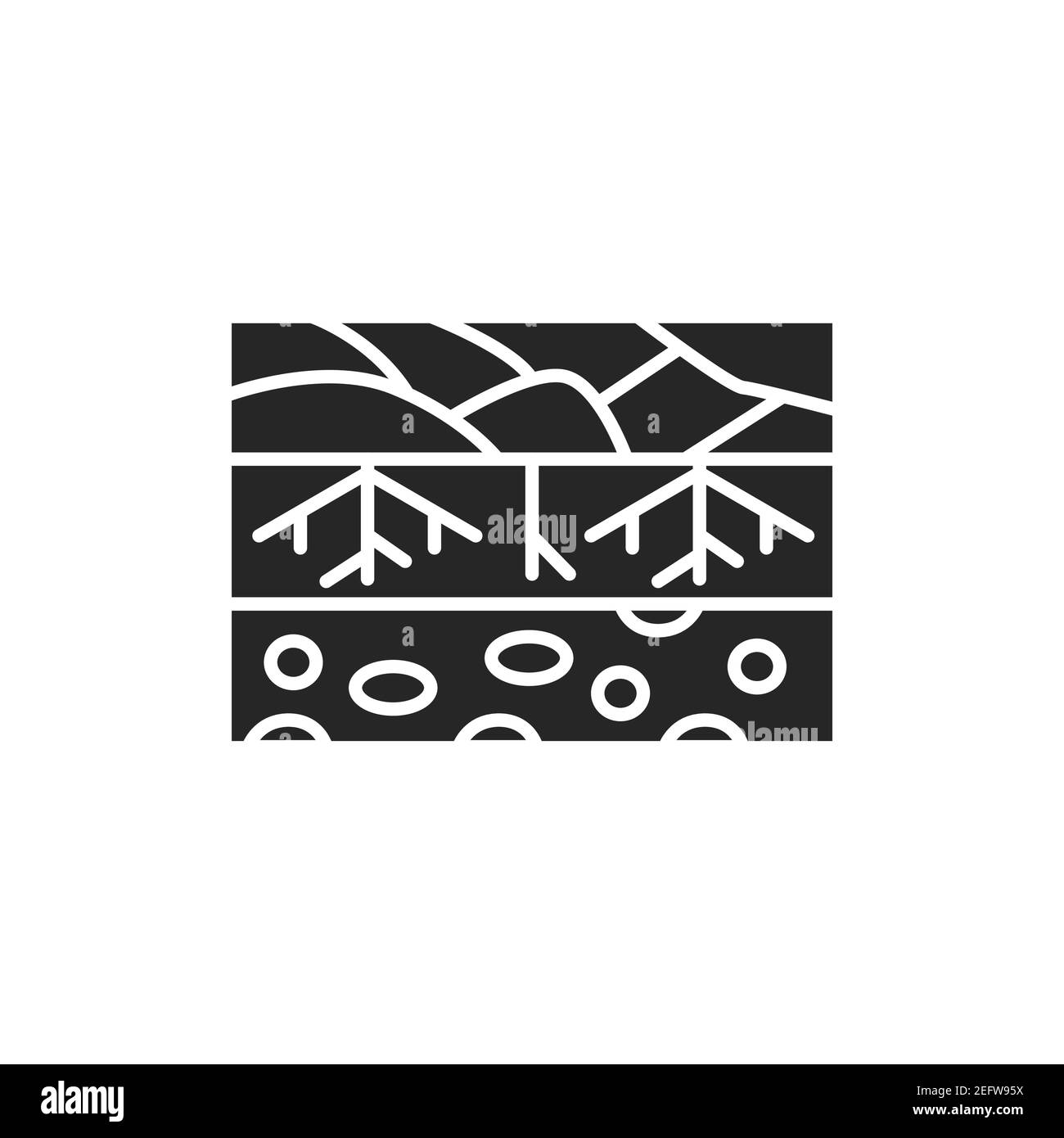 Icona della linea di colore dei livelli del terreno. Pittogramma per pagina web, app mobile, promo. Tratto modificabile. Illustrazione Vettoriale