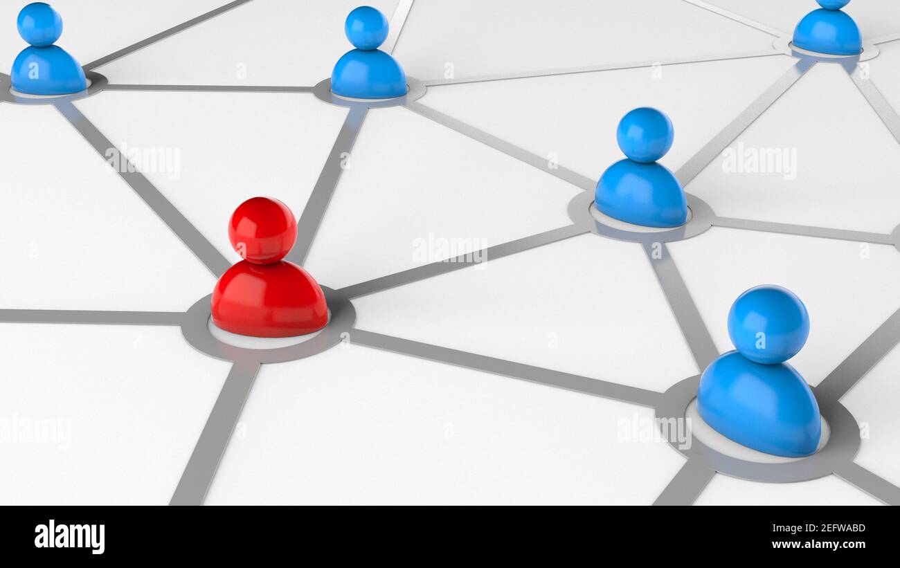 Comunicazione tra le persone. Concetto di comunicazione aziendale o persona speciale nella rete. rendering 3d. Foto Stock
