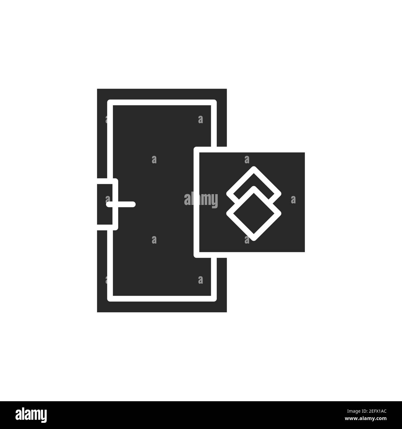 Icona della linea di colore della portiera chiusa per la vista frontale. Elemento vettoriale isolato. Pittogramma per pagina web, app mobile, promo Illustrazione Vettoriale