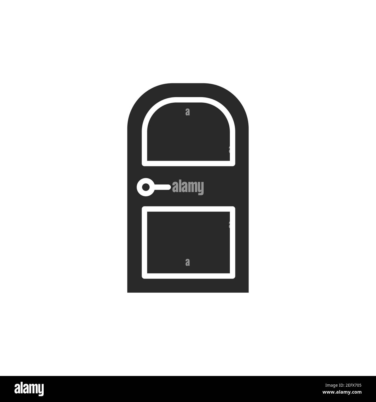 Vista frontale icona a linea di colore della porta interroom chiusa. Elemento vettoriale isolato. Pittogramma per pagina web, app mobile, promo Illustrazione Vettoriale