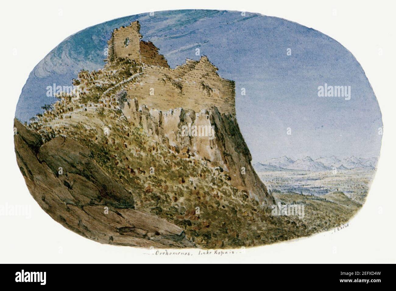 Orchomenos, Lago Kopais - Skene James - 1838-1845. Foto Stock