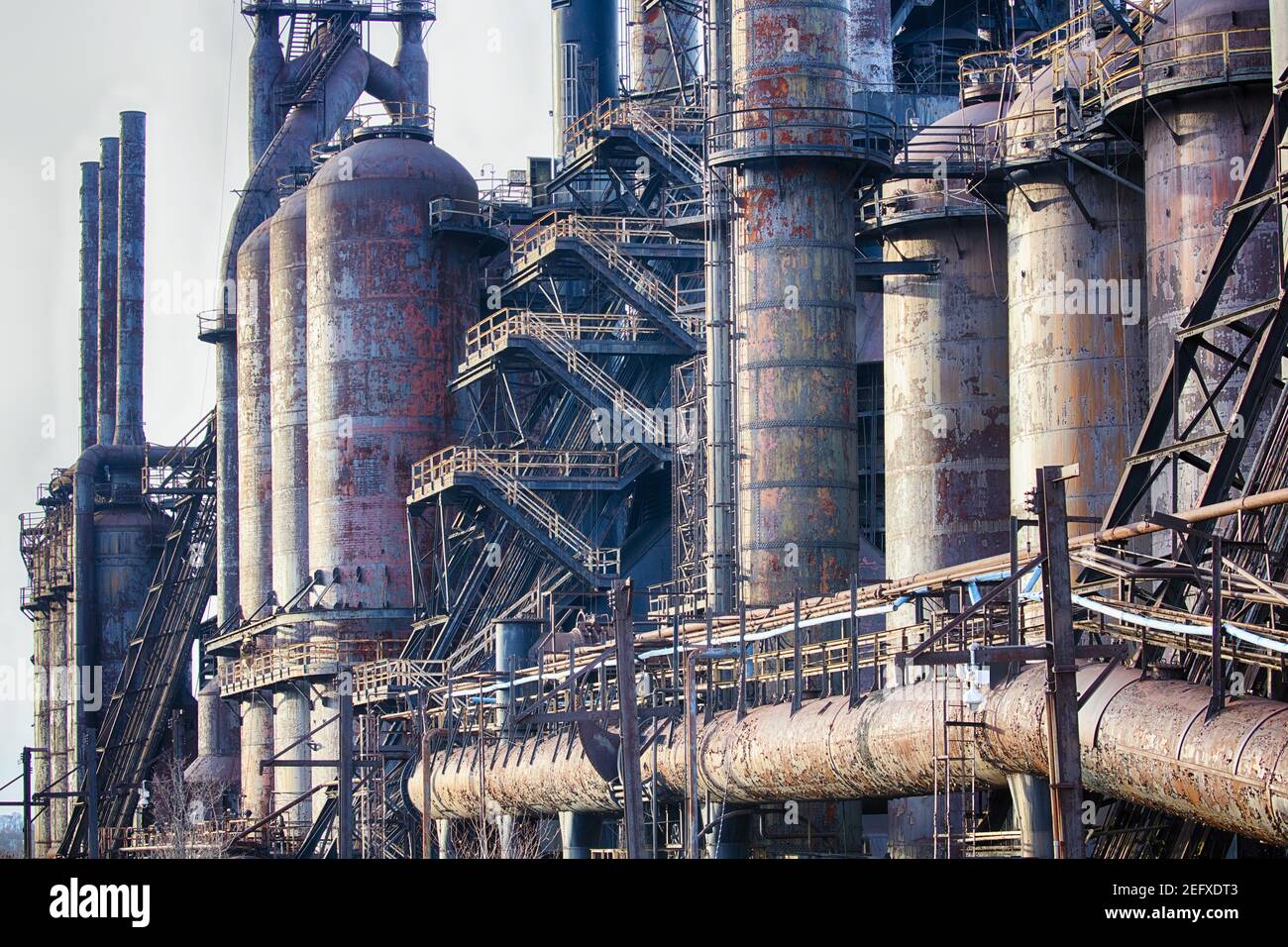 Arrugginendo impianto di acciaio abbandonato, Betlemme, Pennsylvania, Stati Uniti Foto Stock