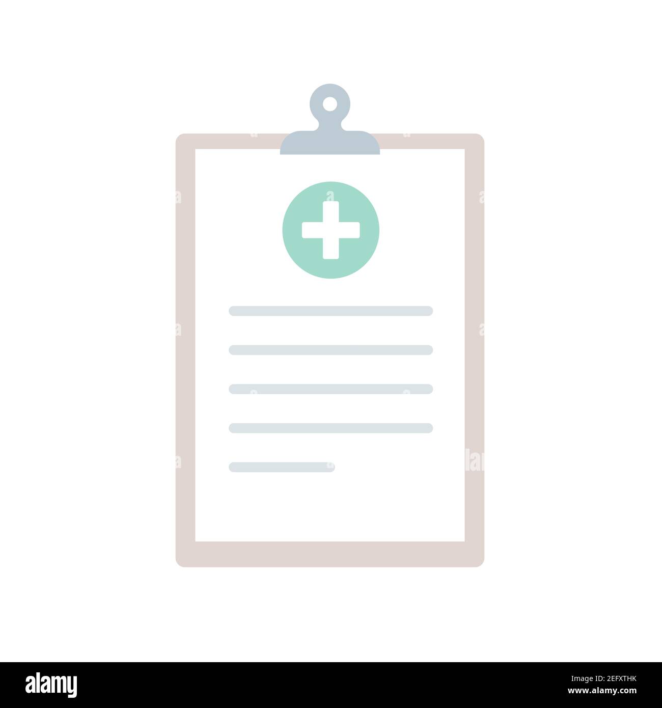 Icona della clipboard medica. Concetto di controllo sanitario, assicurazione sanitaria, storia medica. Illustrazione vettoriale, design piatto Illustrazione Vettoriale