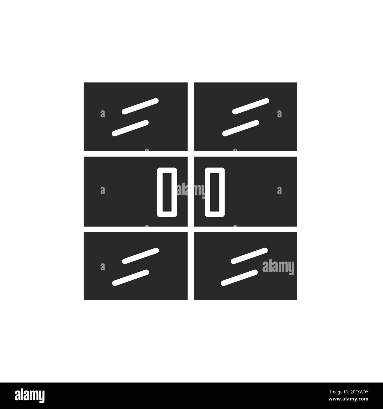 Icona della linea di colore della portiera chiusa per la vista frontale. Elemento vettoriale isolato. Pittogramma per pagina web, app mobile, promo Illustrazione Vettoriale