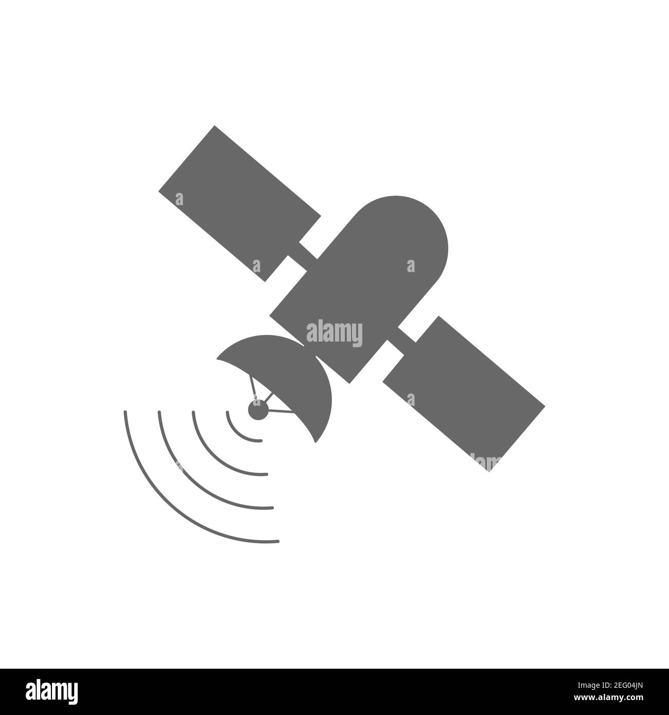 il satellite trasmette o riceve un segnale. Icona vettoriale isolata su sfondo bianco Illustrazione Vettoriale