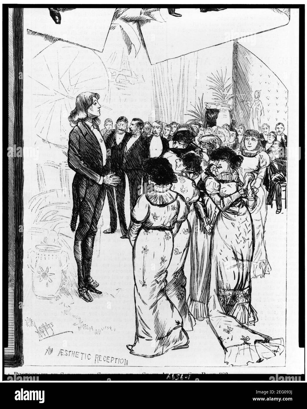 Oscar Wilde, l'apostolo dell'estetismo. Un ricevimento estetico - da schizzi di un artista dello staff. Foto Stock