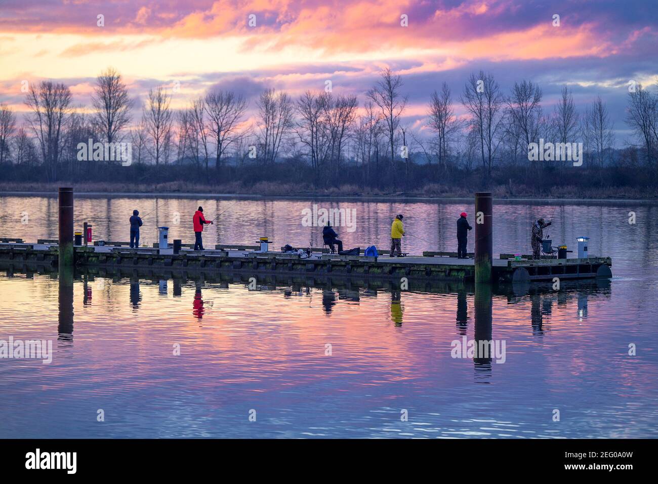 Pescatori, alba, approdo imperiale, Steveston, Richmond, British Columbia, Canada Foto Stock