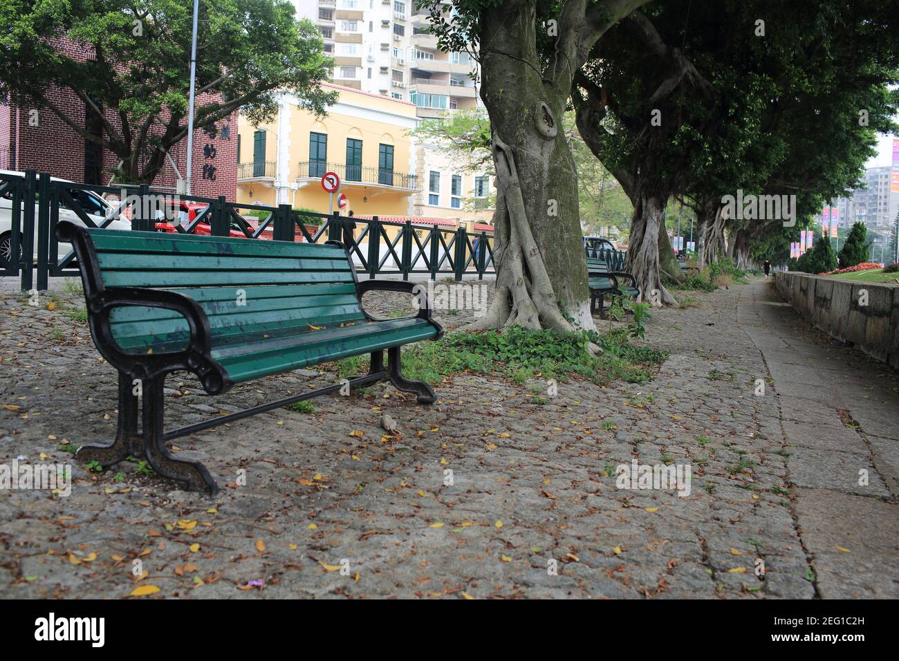 panchina per il parco nel parco di macau Foto Stock