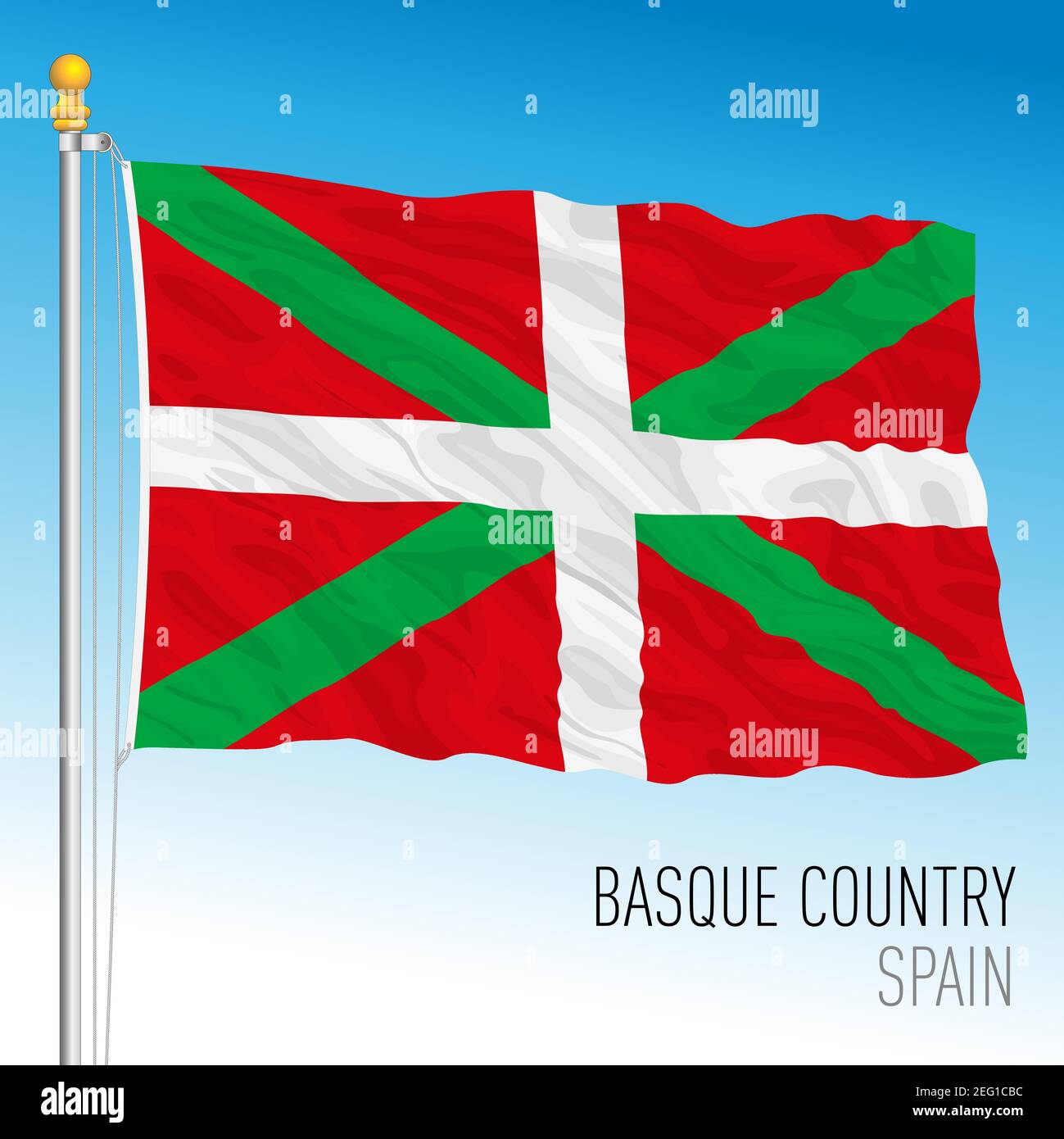 Bandiera regionale dei Paesi Baschi, comunità autonoma della Spagna, Unione europea Illustrazione Vettoriale