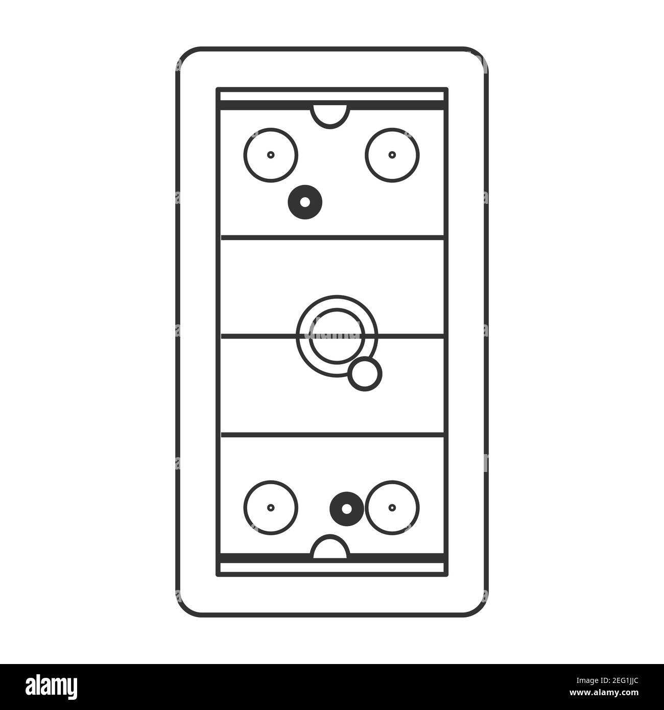 Hockey da tavolo vettore illustrazione tempo libero intrattenimento competizione sport isolato bianco. Air hockey icona attrezzature gioco da tavolo in stile di linea. SIL Illustrazione Vettoriale