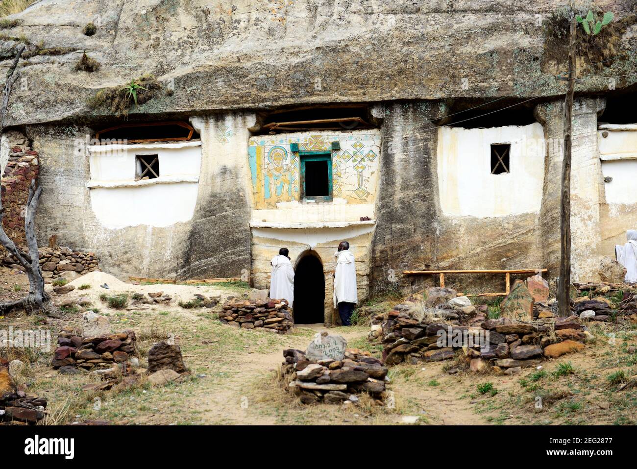 La chiesa scavata nella roccia di Medhane Alem Adi Kasho a Tigray, Etiopia. Foto Stock