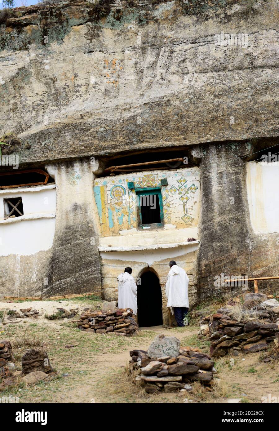 La chiesa scavata nella roccia di Medhane Alem Adi Kasho a Tigray, Etiopia. Foto Stock
