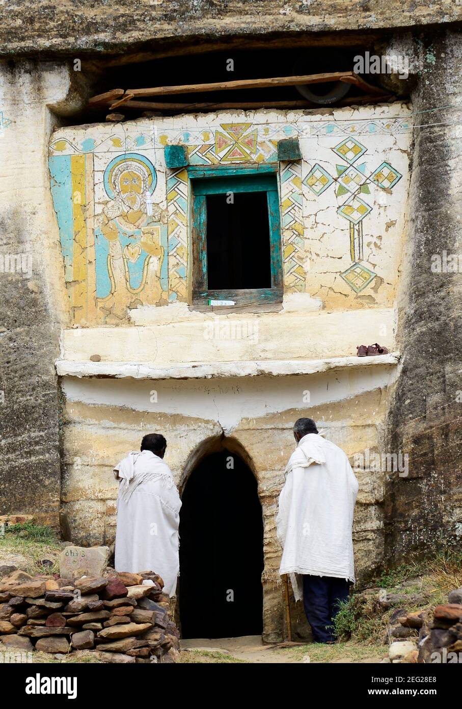 La chiesa scavata nella roccia di Medhane Alem Adi Kasho a Tigray, Etiopia. Foto Stock