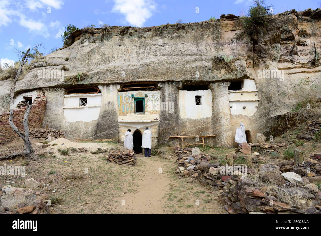 La chiesa scavata nella roccia di Medhane Alem Adi Kasho a Tigray, Etiopia. Foto Stock