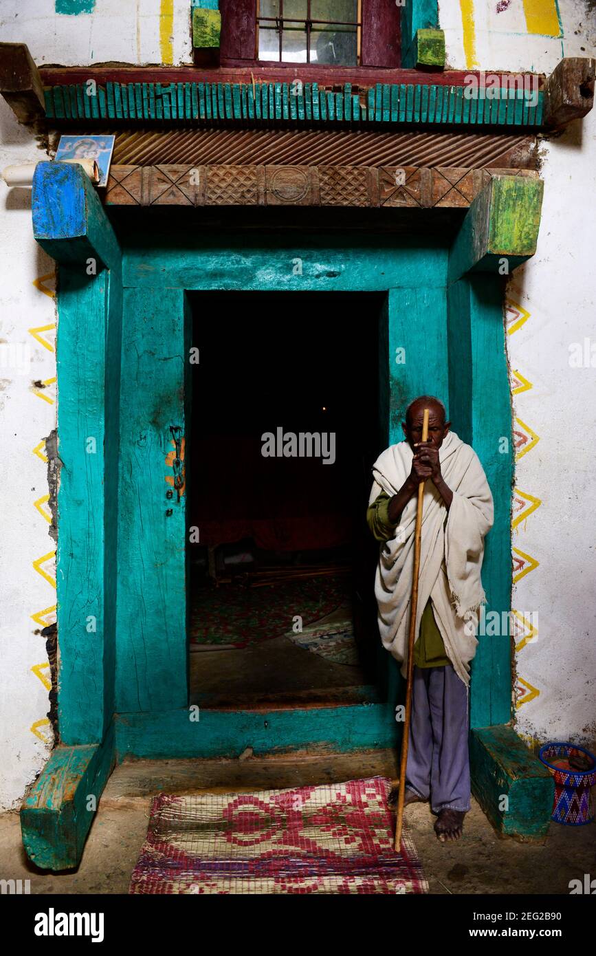 La chiesa scavata nella roccia di Medhane Alem Adi Kasho a Tigray, Etiopia. Foto Stock