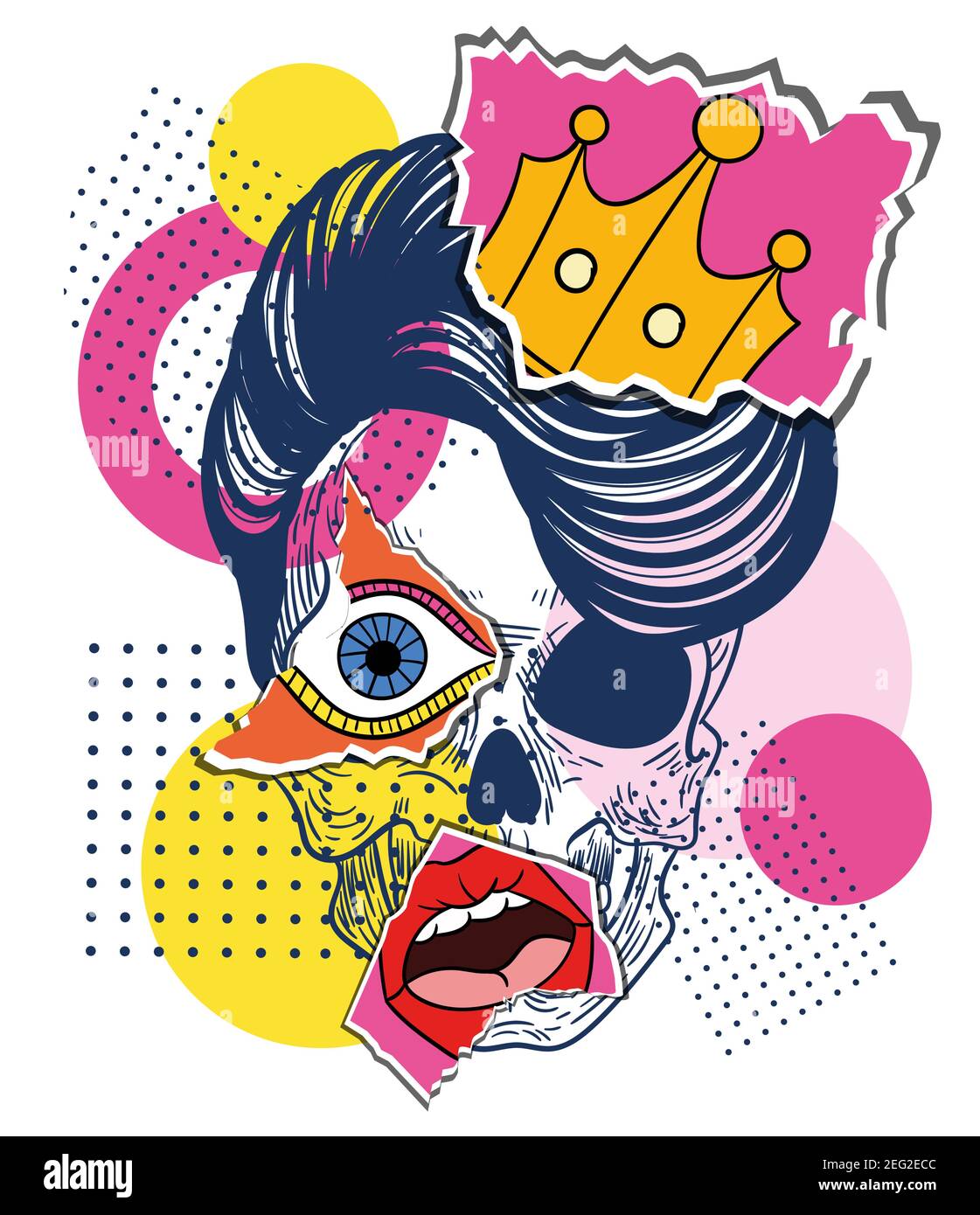 Collage dai colori brillanti in stile Zine Culture Illustrazione Vettoriale