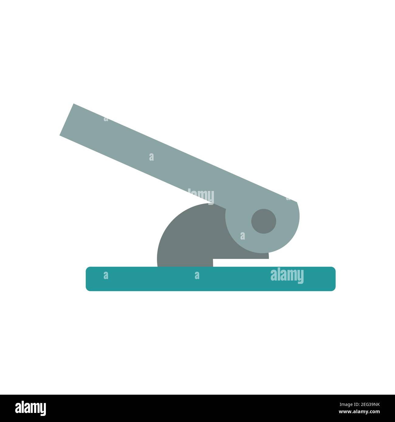 Perforatore accessorio per ufficio utensile per carta intestata. Macchina perforatrice vettoriale per fori da lavoro icona carta di lavoro isolata bianca. Fornitura di cancelleria illustra Illustrazione Vettoriale