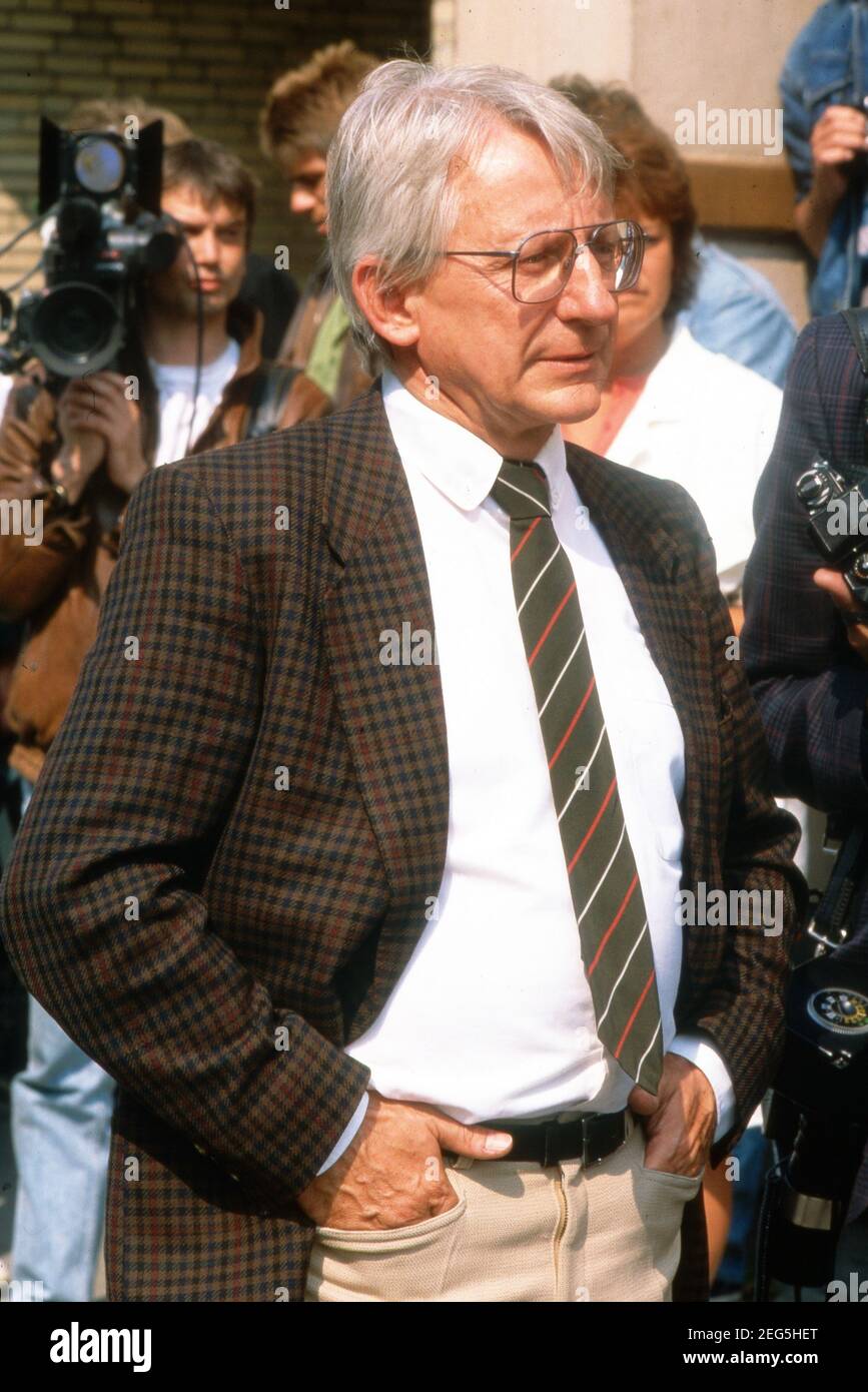 Von der Presse hofierte Autorenlesung des ex-RAF-Terroristen Peter Jürgen Boock aus seinem Buch 'Abbang' im Literaturhaus in Amburgo, Deutschland 1988. Foto Stock