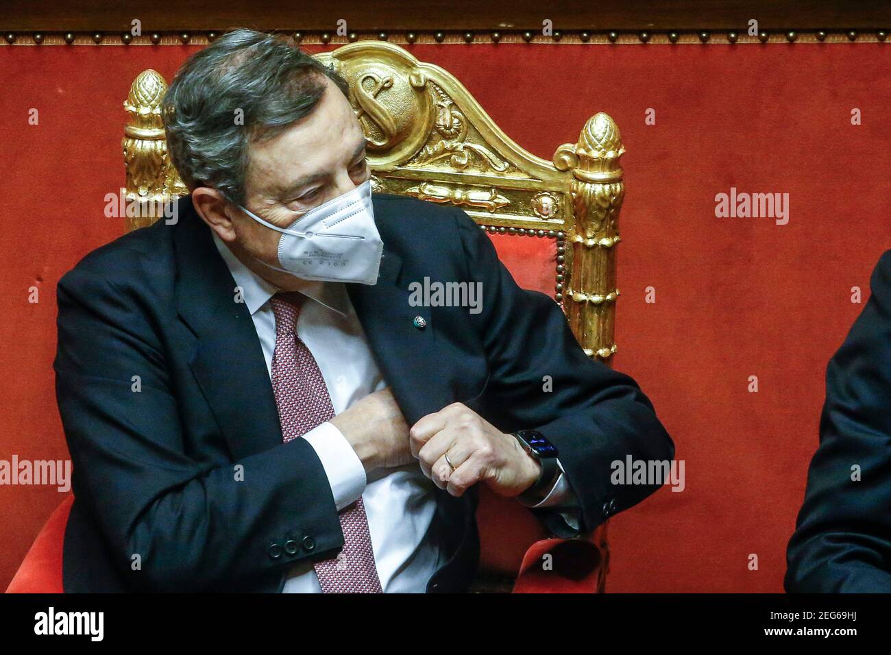 Roma, Italia. 17 Feb 2021. Senato il governo Draghi chiede fiducia, nella foto Mario Draghi Editorial Usage Only Credit: Independent Photo Agency/Alamy Live News Foto Stock