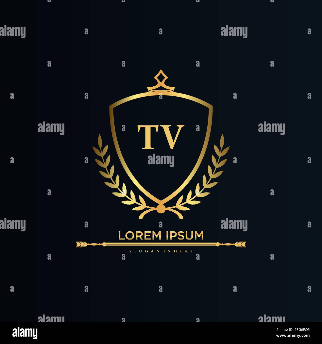 TV Letter Initial with Royal Template.Elegant with Crown logo vector, Creative lettering Logo Vector Illustration art Illustrazione Vettoriale