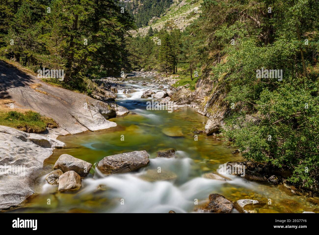 Pont d'Espagne in estate (Cauterets, Parco Nazionale dei Pirenei, Francia) ESP: Pont d'Espagne en verano (Cauterets, Parque Nacional de los Pirineos) Foto Stock