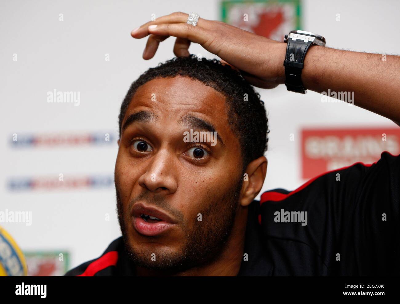 Calcio - Wales Press Conference - vale Hotel - vale of Glamorgan Resort - Hensol - Wales - 7/10/10 Ashley Williams Mandatory Credit: Action Images / Peter Cziborra Foto Stock