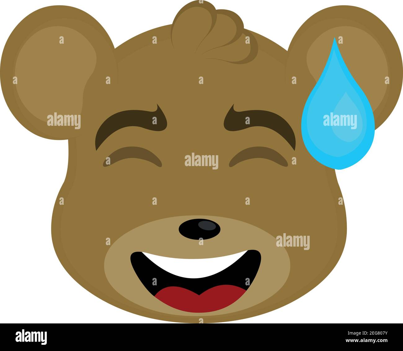 Vettore emoticon illustrazione cartoon di un orso testa emoticon con un'espressione di confusione che fa cadere una goccia di sudore Illustrazione Vettoriale