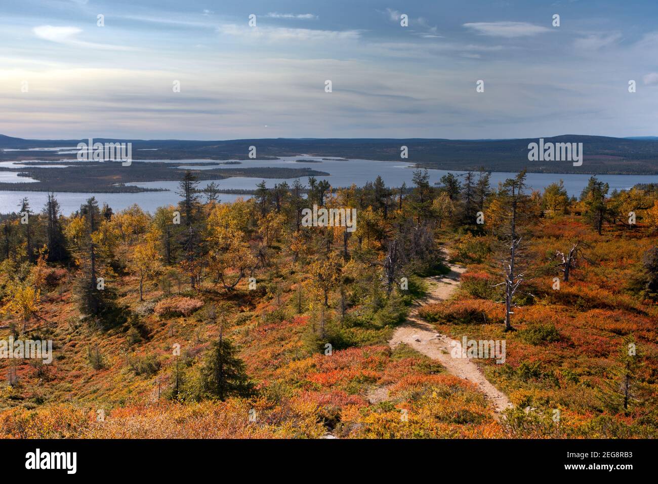 Vista da Keimiötunturi verso Jerisjärvi Foto Stock