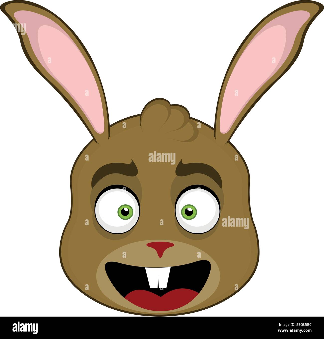 Vettore emoticon illustrazione cartoon di un coniglio testa con un'espressione felice e sorridente Illustrazione Vettoriale