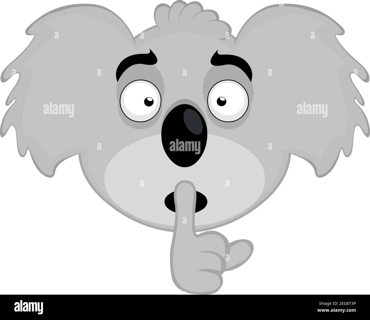 Vettore emoticon illustrazione cartoon della testa di un koala con il dito sulle labbra, concetto di silenzio Illustrazione Vettoriale