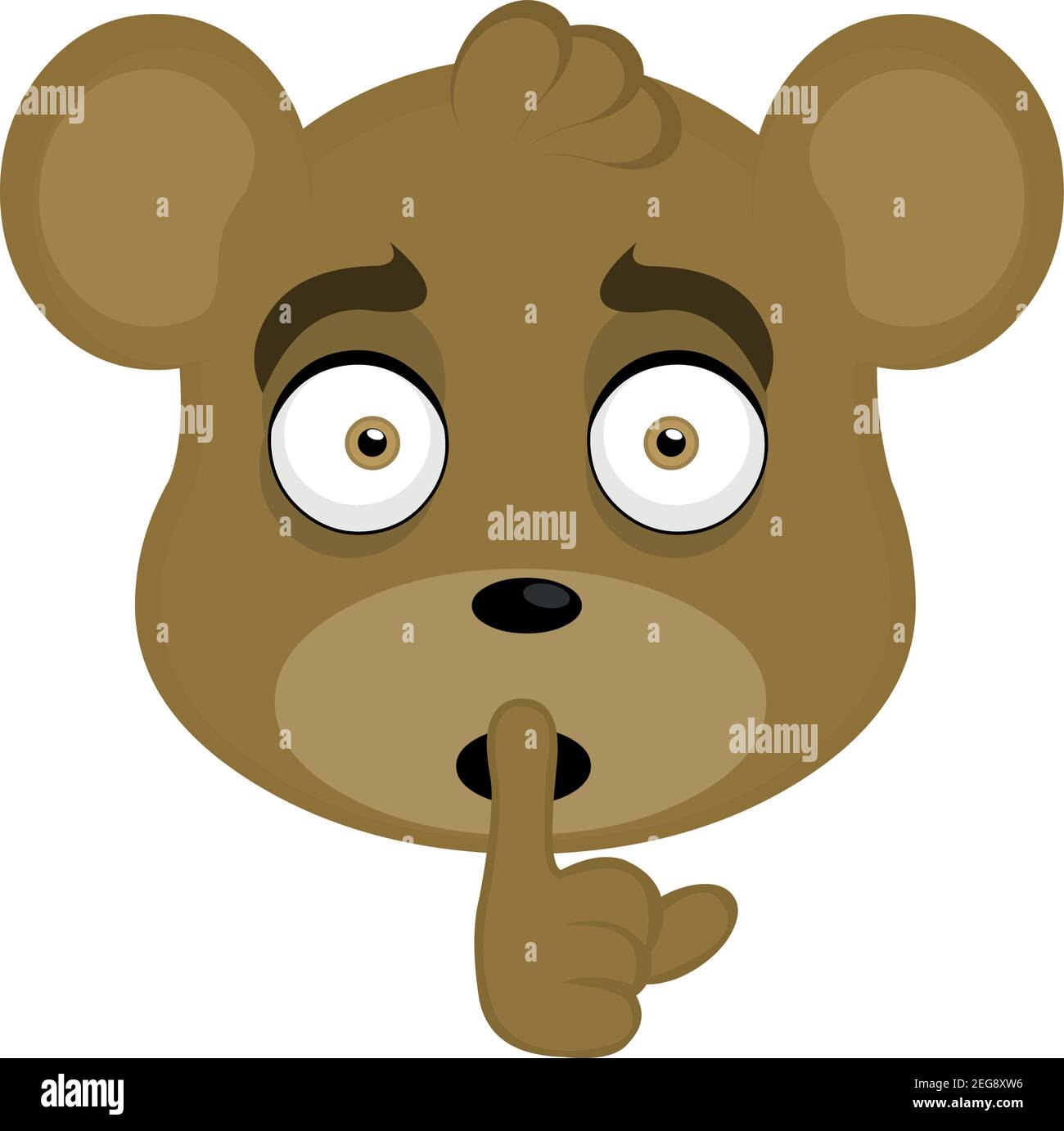 Vettore emoticon illustrazione cartoon di un orsacchiotto testa con il dito sulle labbra, concetto di silenzio Illustrazione Vettoriale