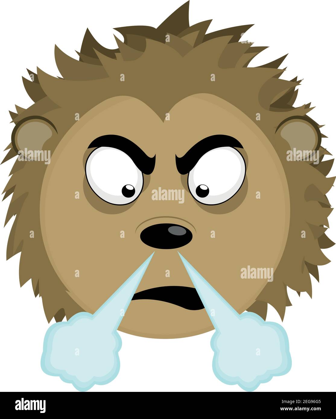 Vettore emoticon illustrazione cartoon di una testa di porcupina con espressione arrabbiata che esce dal fumo del naso Illustrazione Vettoriale