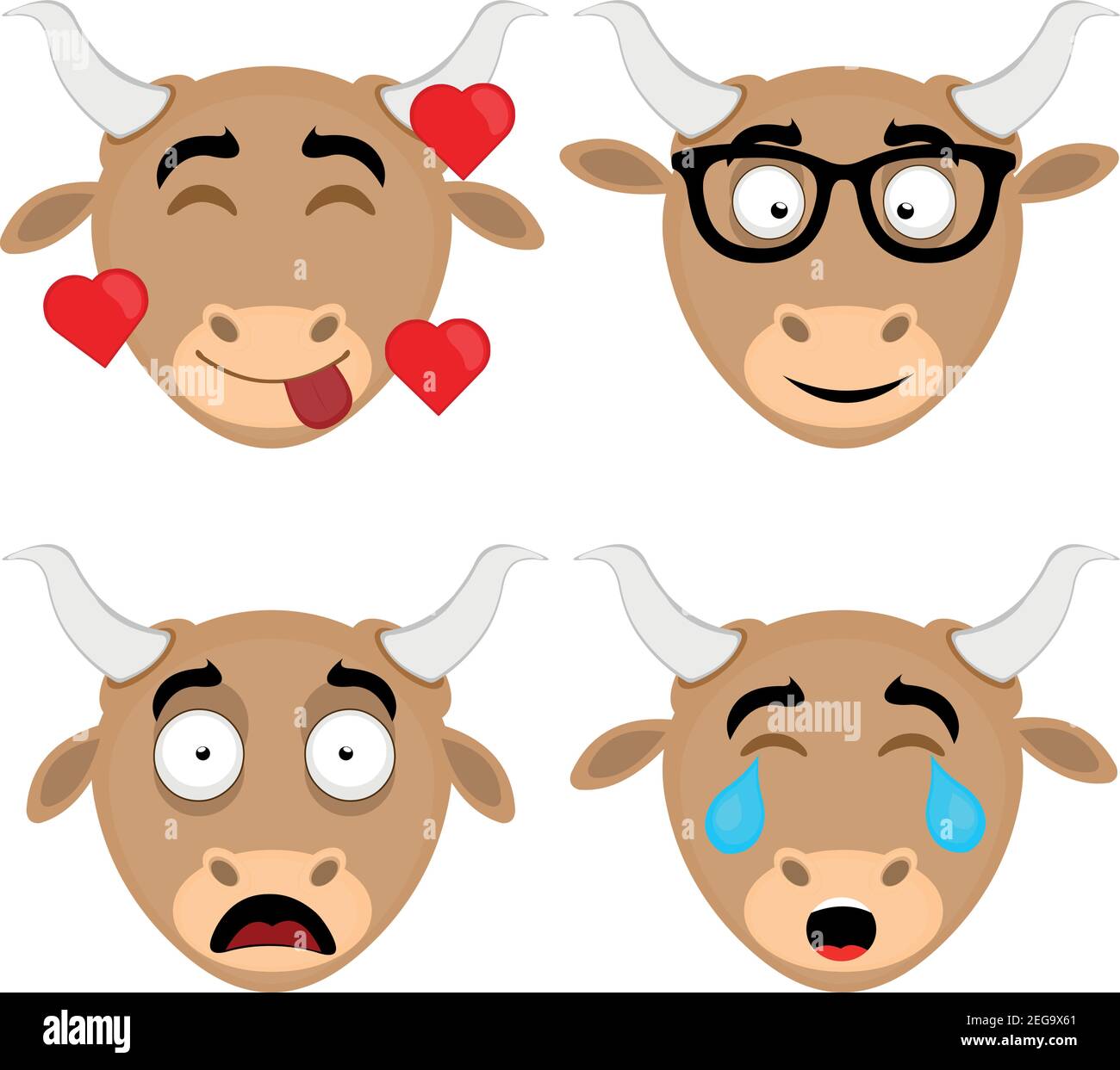 Illustrazione vettoriale delle espressioni di un fumetto toro Illustrazione Vettoriale