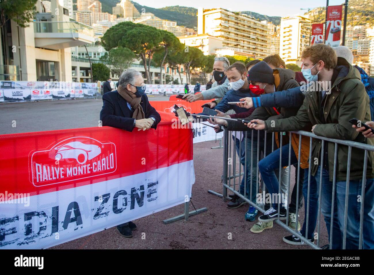 Jean Todt Président de la Fédération internationale de l'car ritratto durante il WRC World Rally Car Championship 2021, Monte Carlo rally dal 20 al 24 gennaio 2021 a Monaco - Foto Grégory Lenenmand / DPPI Foto Stock