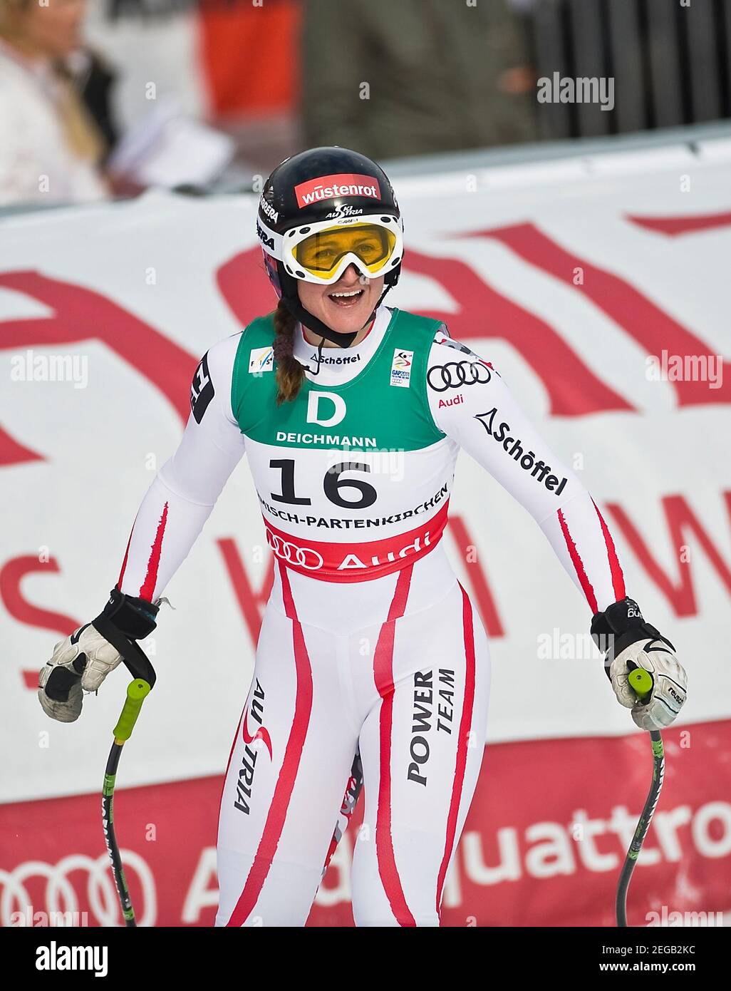 Elisabeth GOERGL avrà 40 anni il 20 febbraio 2021, Elisabeth GOERGL, AUT, 1° classificato, Mezza figura, discesa femminile il 13 febbraio 2011 FIS Alpine World Ski Championships 2011 a Garmisch-Partenkirchen dal 7 febbraio. - 02/20/2011 Â | utilizzo in tutto il mondo Foto Stock