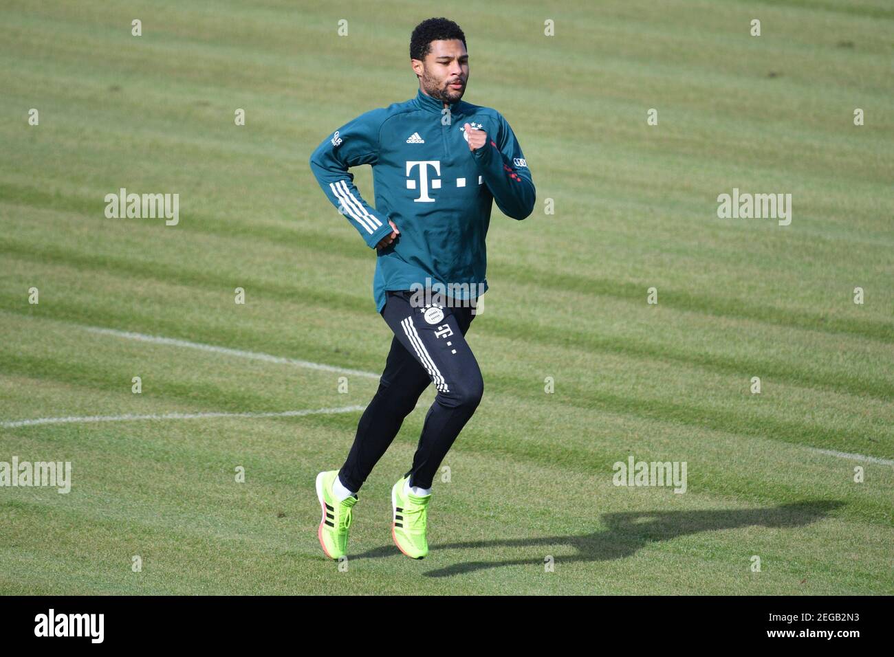 Monaco, Germania. 18 febbraio 2021: Serge GNABRY (FC Bayern Monaco) durante la formazione individuale avanzata, FC Bayern Monaco, formazione a Saebener Strasse il 18 febbraio 2021 Calcio 1. Bundesliga, stagione 2020/2021 il 11 settembre 2020. | utilizzo in tutto il mondo Foto Stock