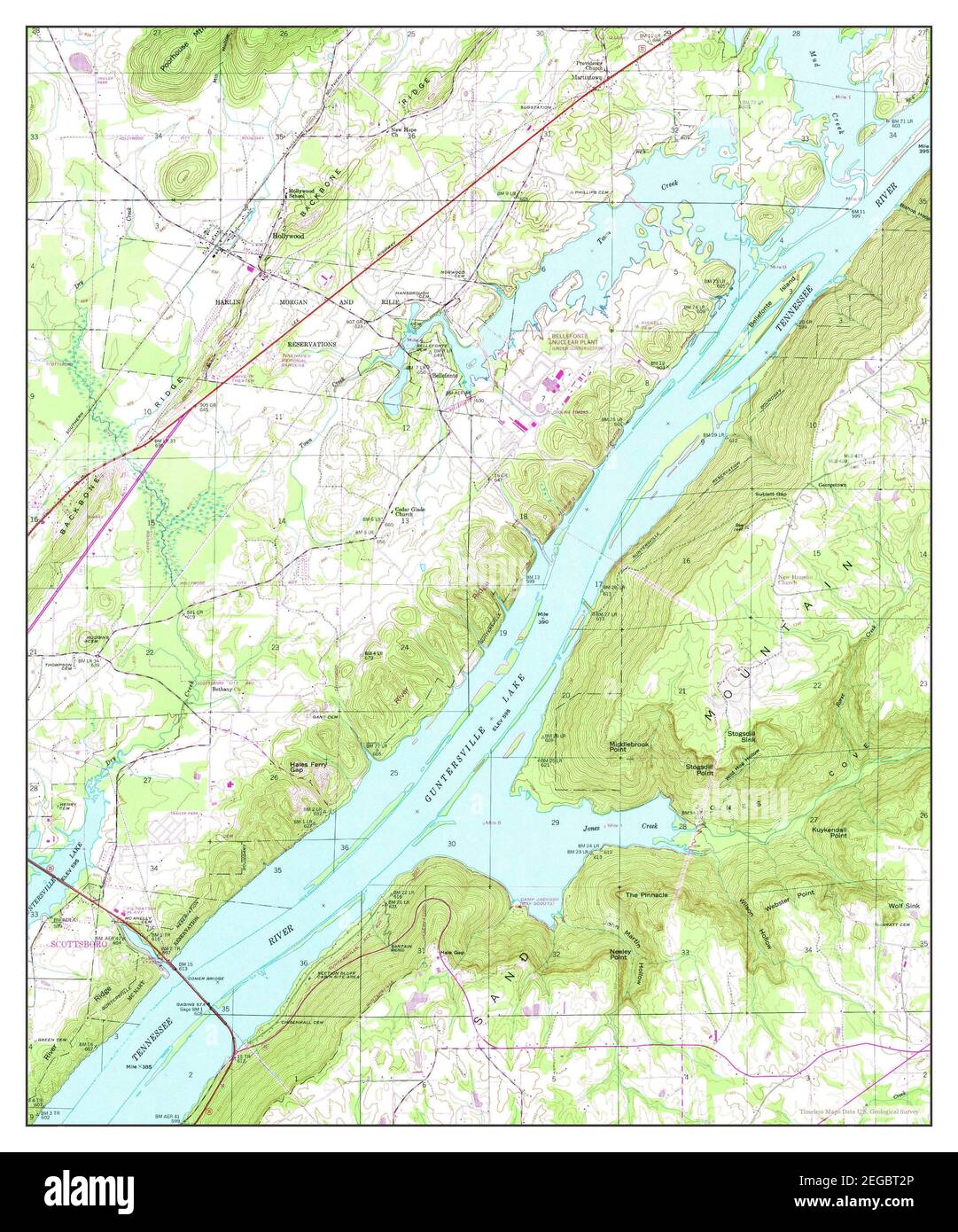 Hollywood, Alabama, mappa 1947, 1:24000, Stati Uniti d'America da Timeless Maps, dati U.S. Geological Survey Foto Stock