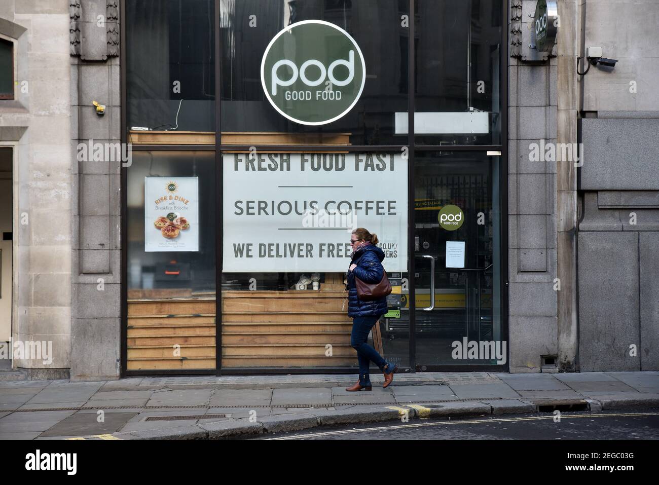 Città di Londra, Londra, Regno Unito. 18 Feb 2021. Percorso fuori blocco che sarà annunciato la prossima settimana. Strade vuote nel quartiere finanziario della City of London. Credit: Matthew Chpicle/Alamy Live News Foto Stock