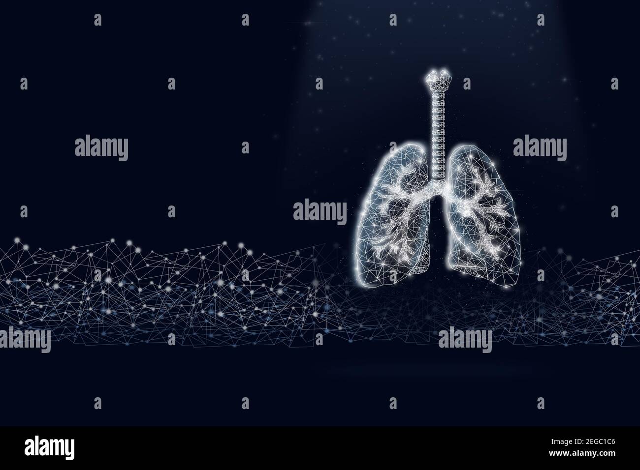 Basso ologramma polmonare. . Concetto di tecnologia e innovazione Foto Stock