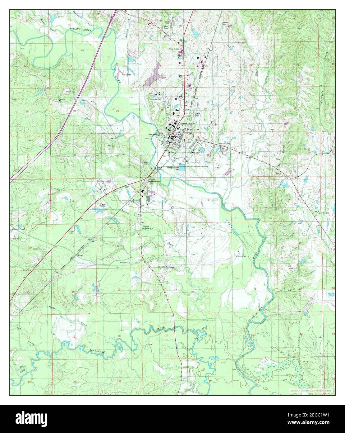 Livingston, Alabama, mappa 1974, 1:24000, Stati Uniti d'America da Timeless Maps, dati U.S. Geological Survey Foto Stock