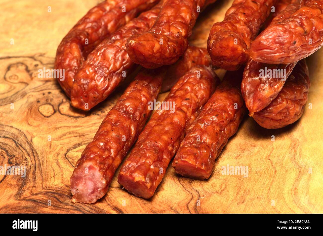 Kabanossi (cabanossi / kabana) salsiccia di maiale secca e affumicata Foto Stock
